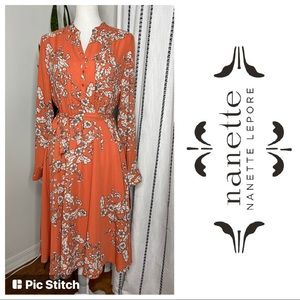 🌻Nanette Lepore Floral Orange Dress Size 10
